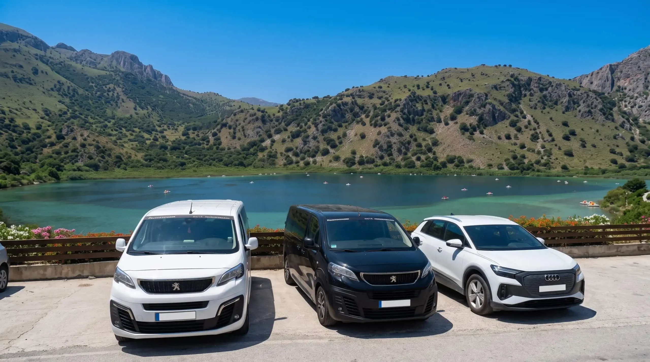 Luxury transfer van on a Cretan mountain road